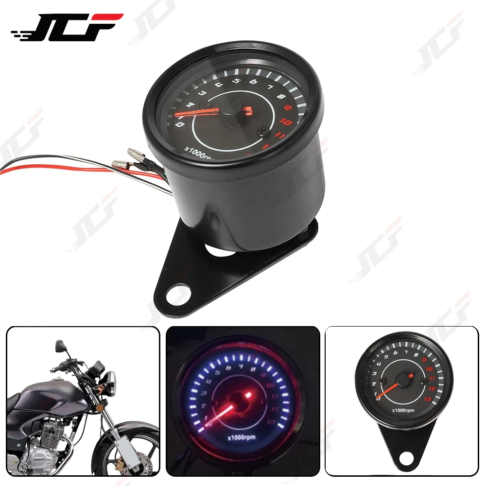 12V Universal Motorcycle Tachometer LED Electronic Tach Gauge Motobike Accessory Machinery Electronic Tachometer 0-13000 RPM