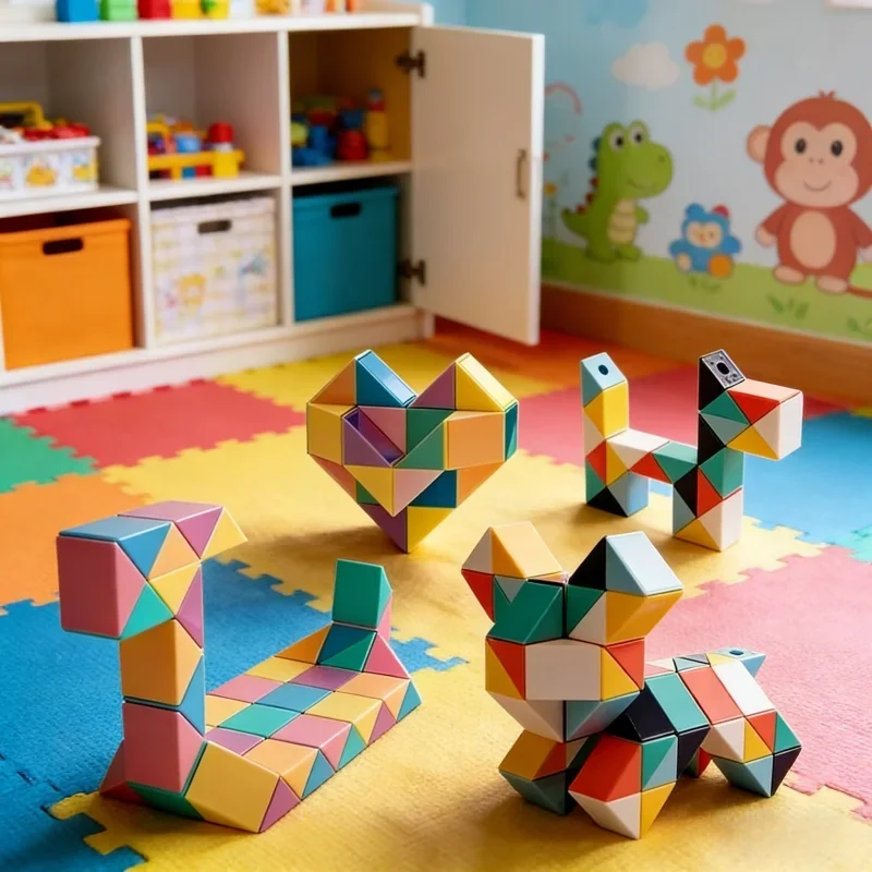 

3D Transformable Magic Cube Segments Magic Snake Multi-Color Puzzle Kid Educational Toy Children Play Gift Toy for Preschool Kid