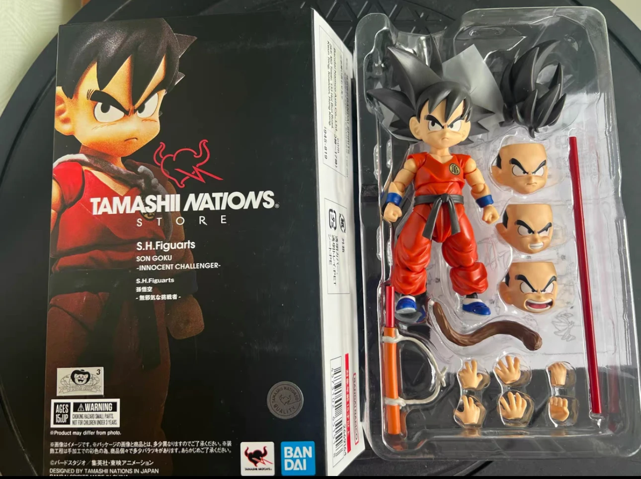 Original em estoque bandai shfiguarts tnst anime dragon ball inocente desafiador son goku figura de ação modelo genuíno brinquedo em caixa