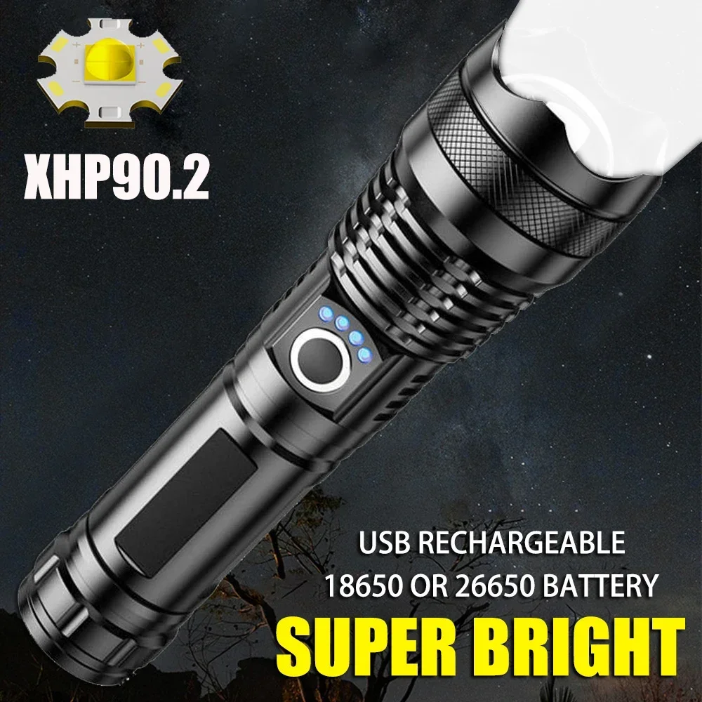 

New High Power LED Flashlight Rechargeable Long Range Tactical Torch Waterproof Outdoort Emergency Camping Lantern 18650 Battery