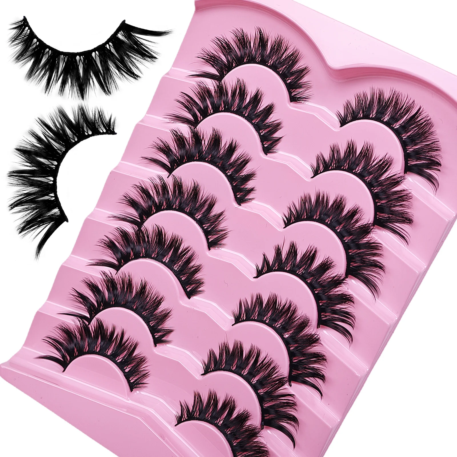 7 Pairs of Cat Eye False Eyelashes, Fluffy Eyelashes, Very Suitable for Carnivals, Carnivals, and Costume Parties