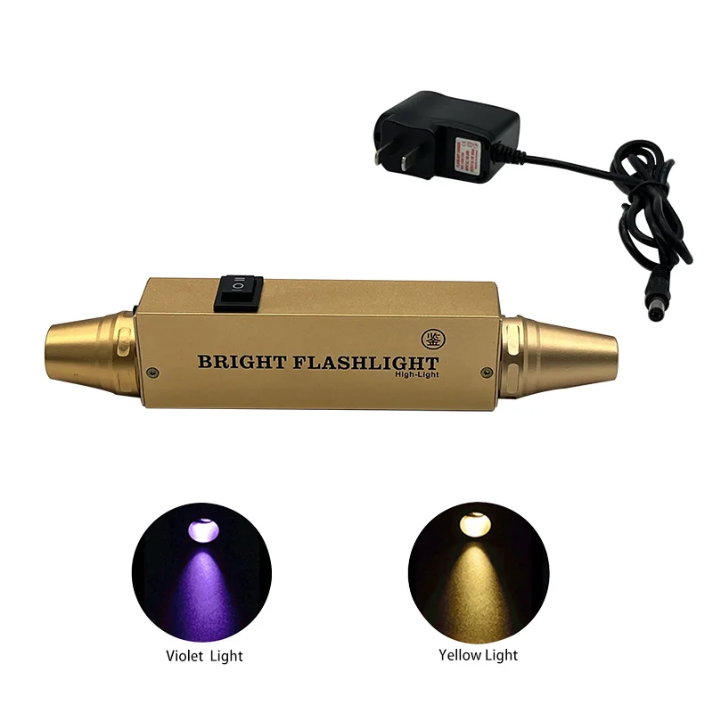 Dual Light Jewelry Torch Xenon Yellow Light Gemstone Torch 365nm UV Flashlights With Rechargeable Battery