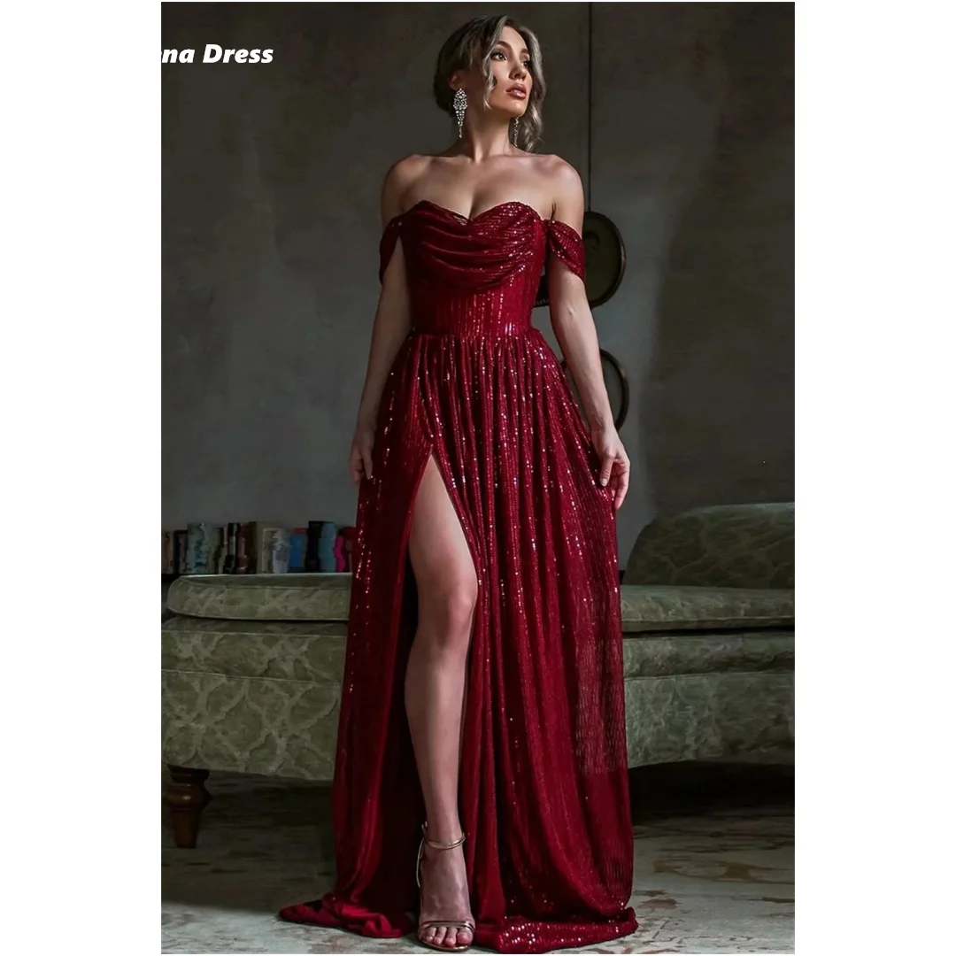 레나 라인 A 여성용 프로미 드레스 2025 맞춤 제작 우아한 드레스 오프숄더 럭셔리 여성용 이브닝 드레스 반짝이는 파티 드레스