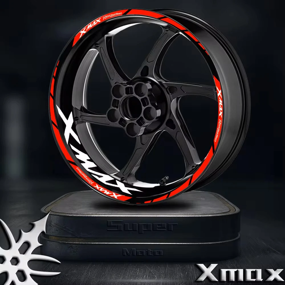 Xmax Reflective Motorcycle Wheel Stickers Wheel Hub Decals Rim Stripes Tape Accessories For XMAX300 XMAX250 XMAX150 xmax150