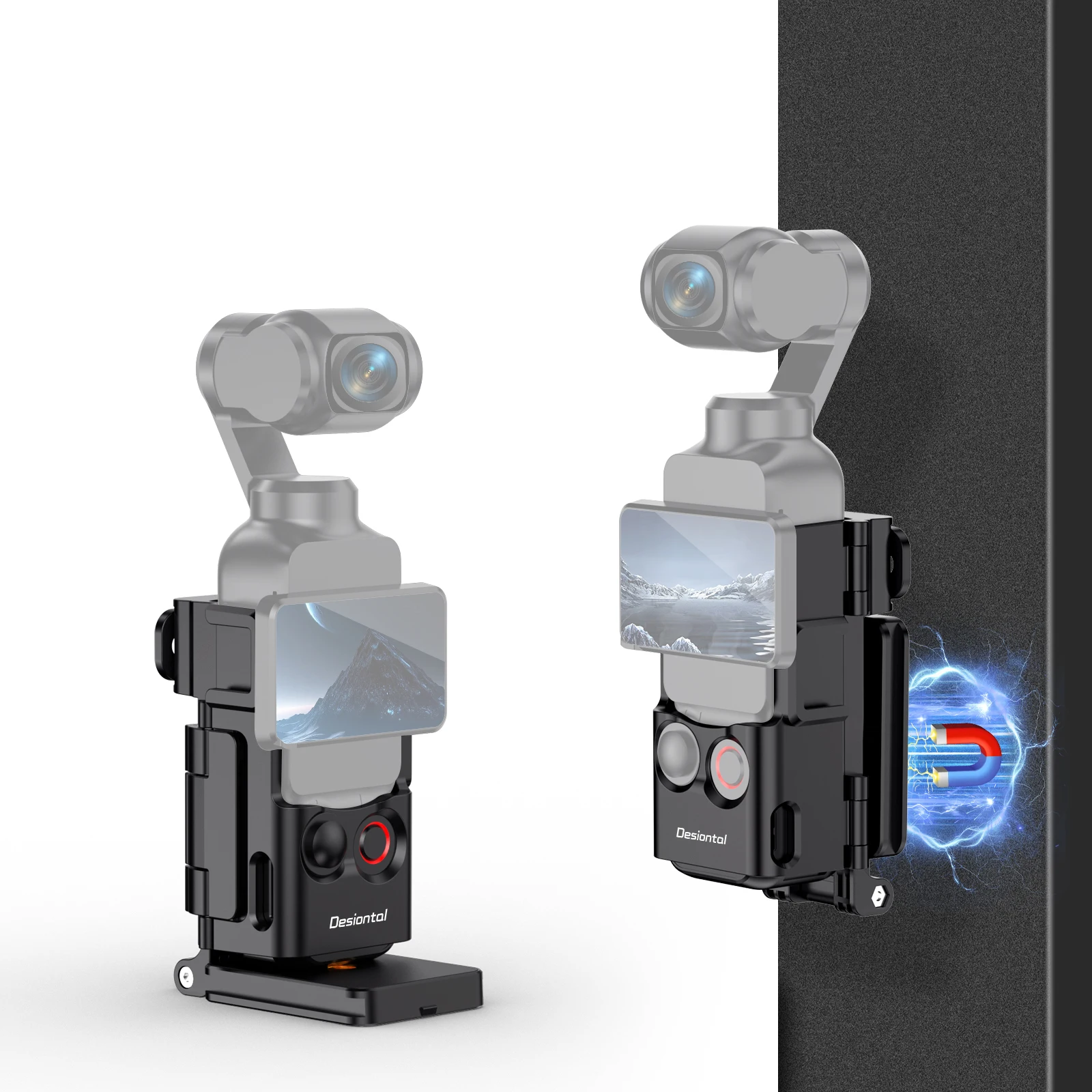 

Desiontal Magnetic Quick-Release Rabbit Cage for DJI Osmo Pocket 3/4 | Multi-Accessory Expansion, Shockproof Aluminum, Secure Ma