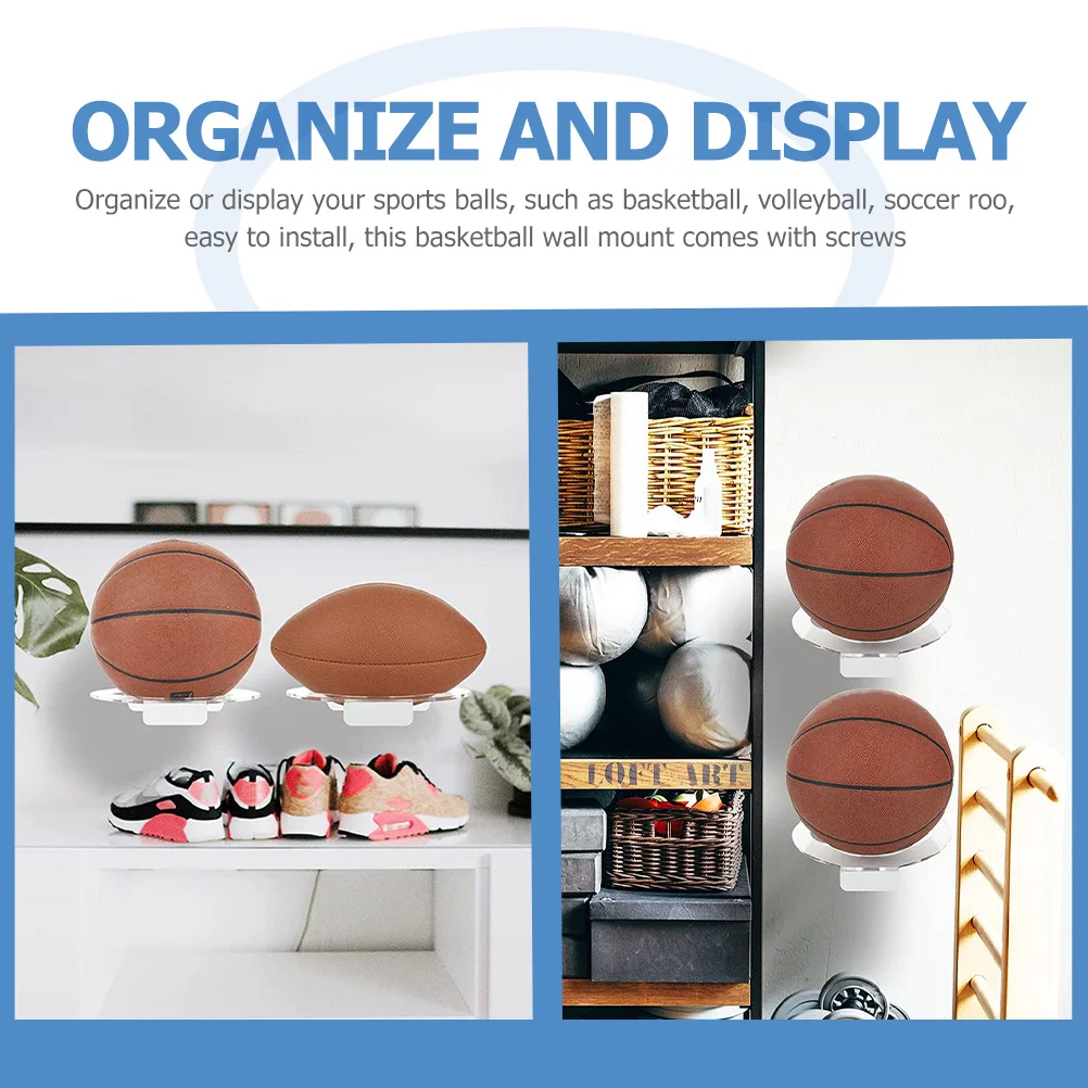 

1Set Wall Basketball Display Rack Acrylic Ball Holder Durable Storage for Sports Balls Home Office Decor Basketball Room Decor
