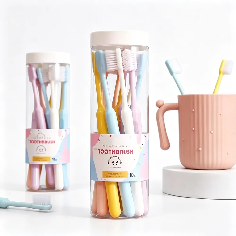 10/20 Pcs Ultra Soft Fine Bristle Toothbrush Set, Portable Bucket Packaging, Multifunctional Oral Brush for Family Couple Guest