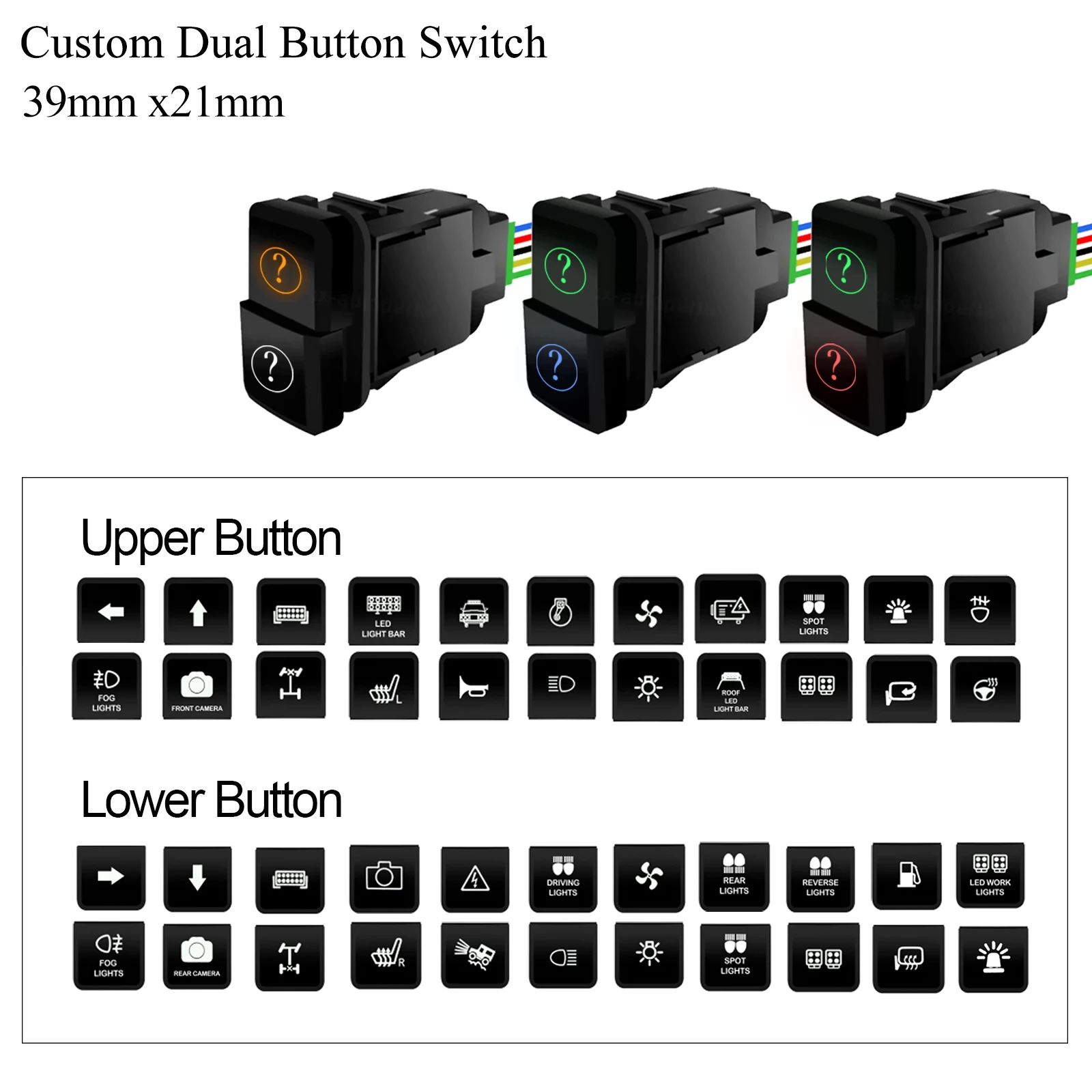 

Настраиваемая кнопка-переключатель 2-в-1 с двойной светодиодной подсветкой для Toyota Prado, FJ Cruiser, 4Runner, Tundra, Tacoma, Land Cruiser