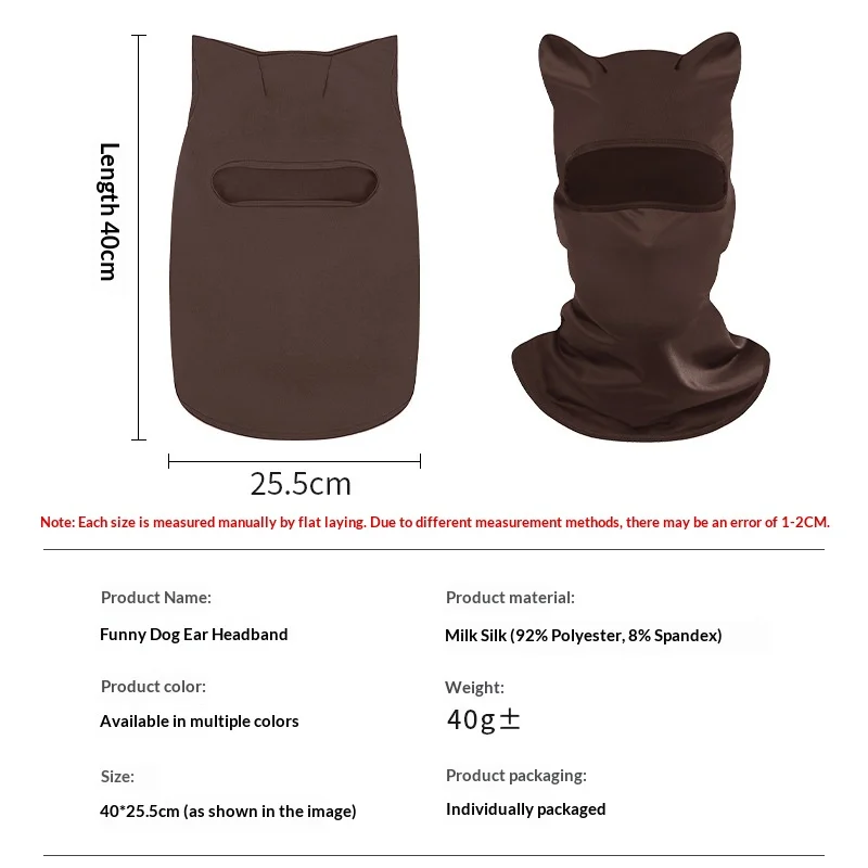 Unisex Ice Silk Cat Ear Balaclava Mask Breathable Lycra Full Face Neck Cover Cycling Ski Headwear Outdoor Sports Helmet Liner