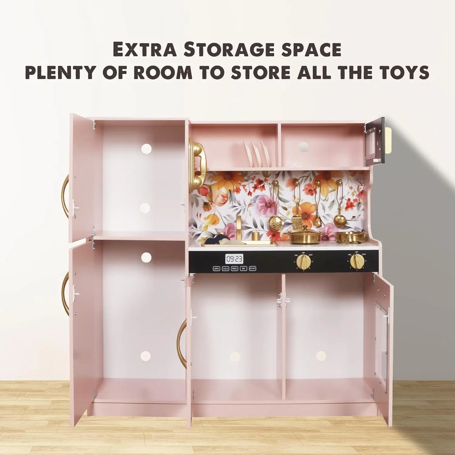 Drewniany zestaw zabawek kuchennych do zabawy ze światłem, zabawka do udawania zestaw kuchenny dla dzieci, zlew i zabawka z kuchenką mikrofalową, maluch Coo