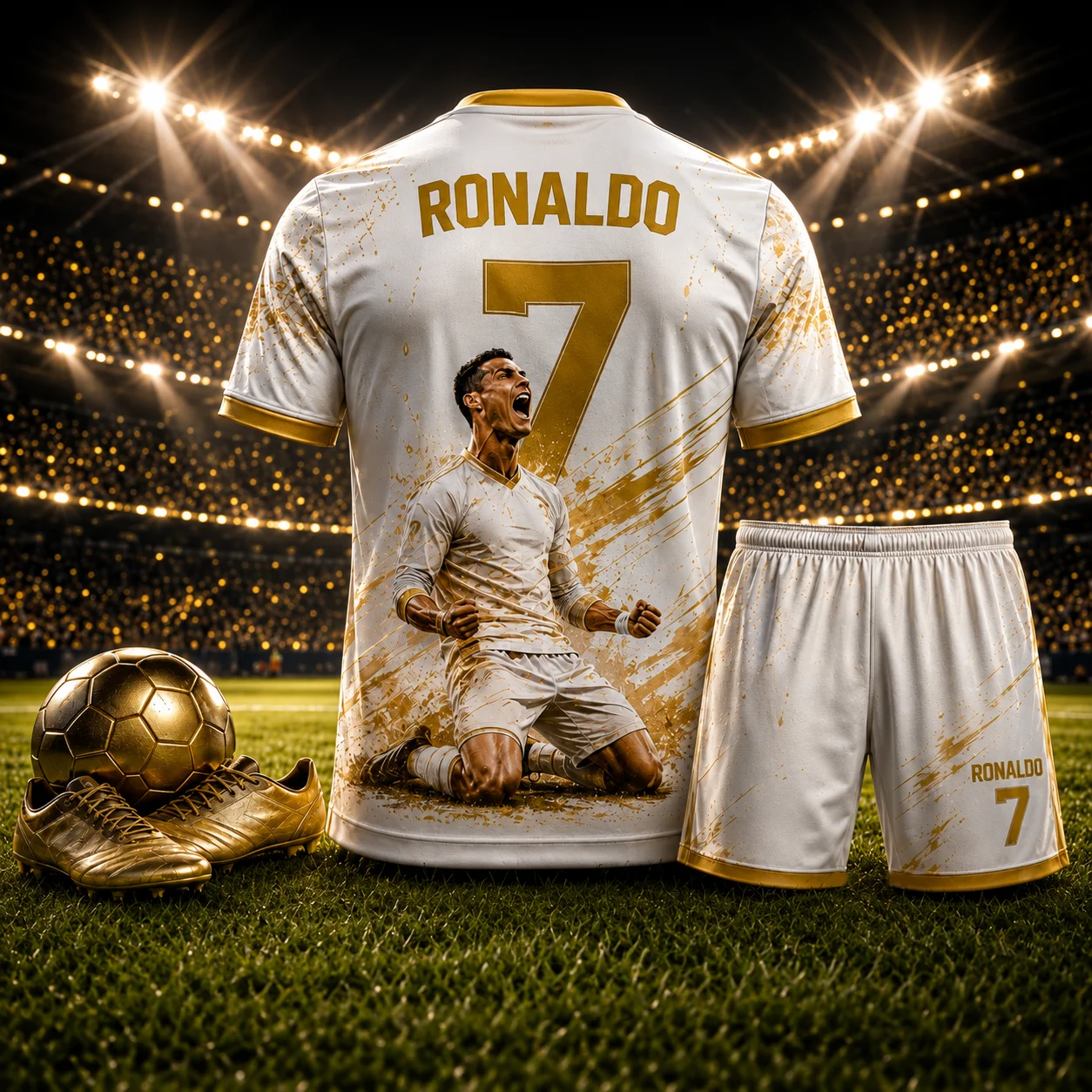 Estate # Completo da Calcio a Tema CR7 Ronaldo N.7 per Adulti e Bambini, Maglia e Pantaloncini, Completo Sportivo Due Pezzi per Tifosi, Abbigliament