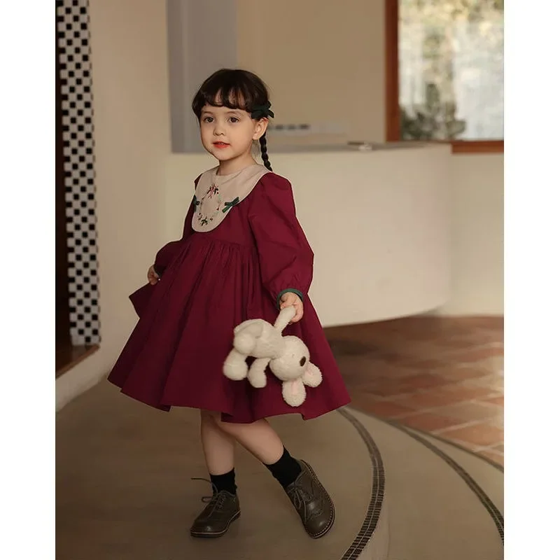 Girls Princess Dress 2024 Baby Autumn Winter Birthday Wedding Fancy Christmas Dress Long Sleeve Floral Girls Beautiful Dress