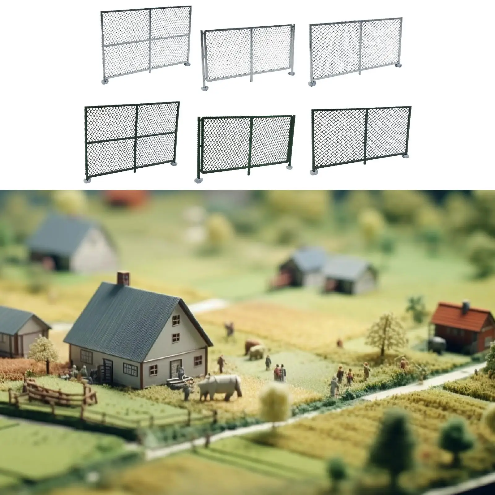 HO 스케일 울타리 레이아웃, 견고하고 창의적이며 가벼운 DIY 미니어처 풍경 장식 액세서리 1/87 스케일 모델 울타리