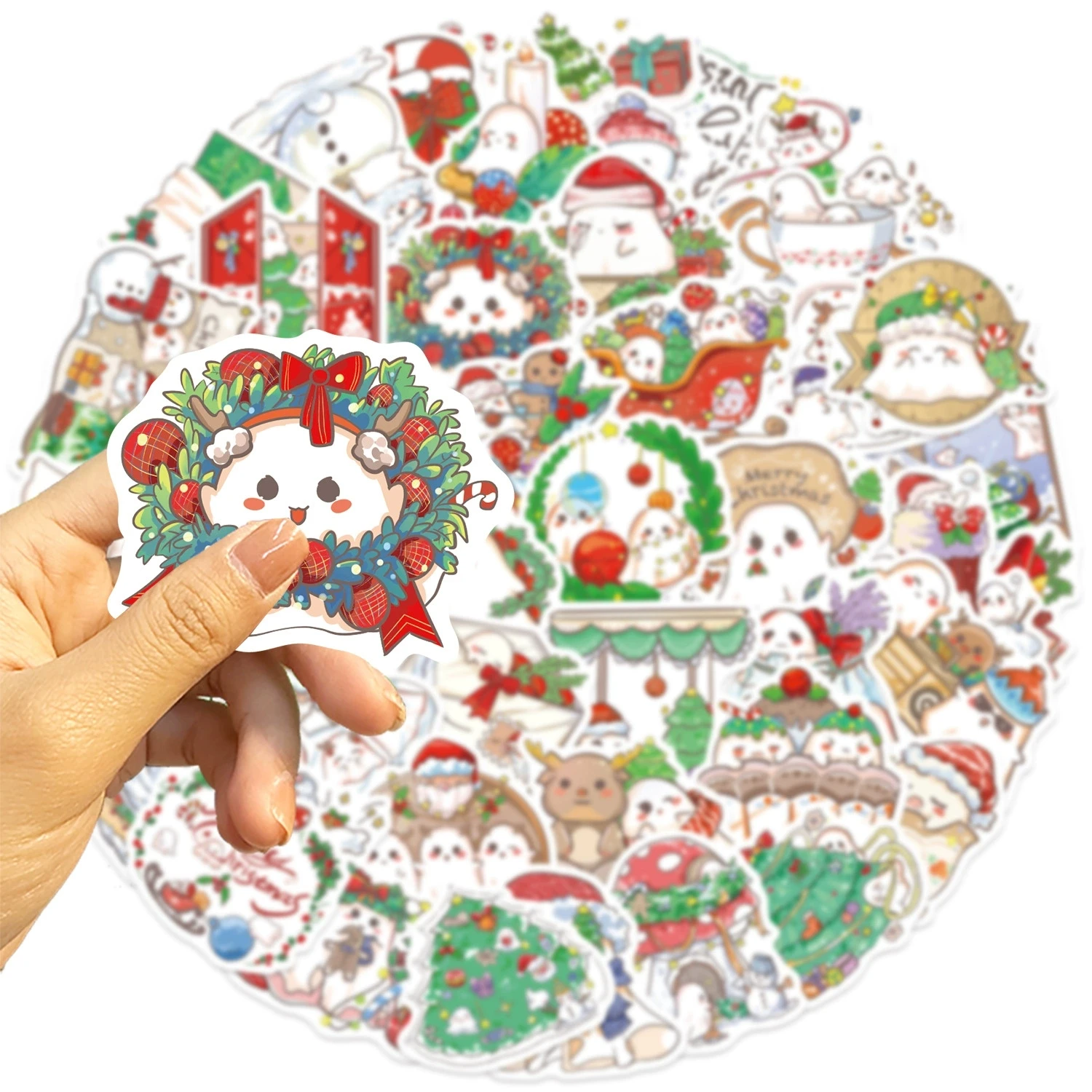 100PCS Cartoon Christmas Ghost Graffiti Stickers Guitar Notebook Luggage DIY Waterproof Stationery Stickers