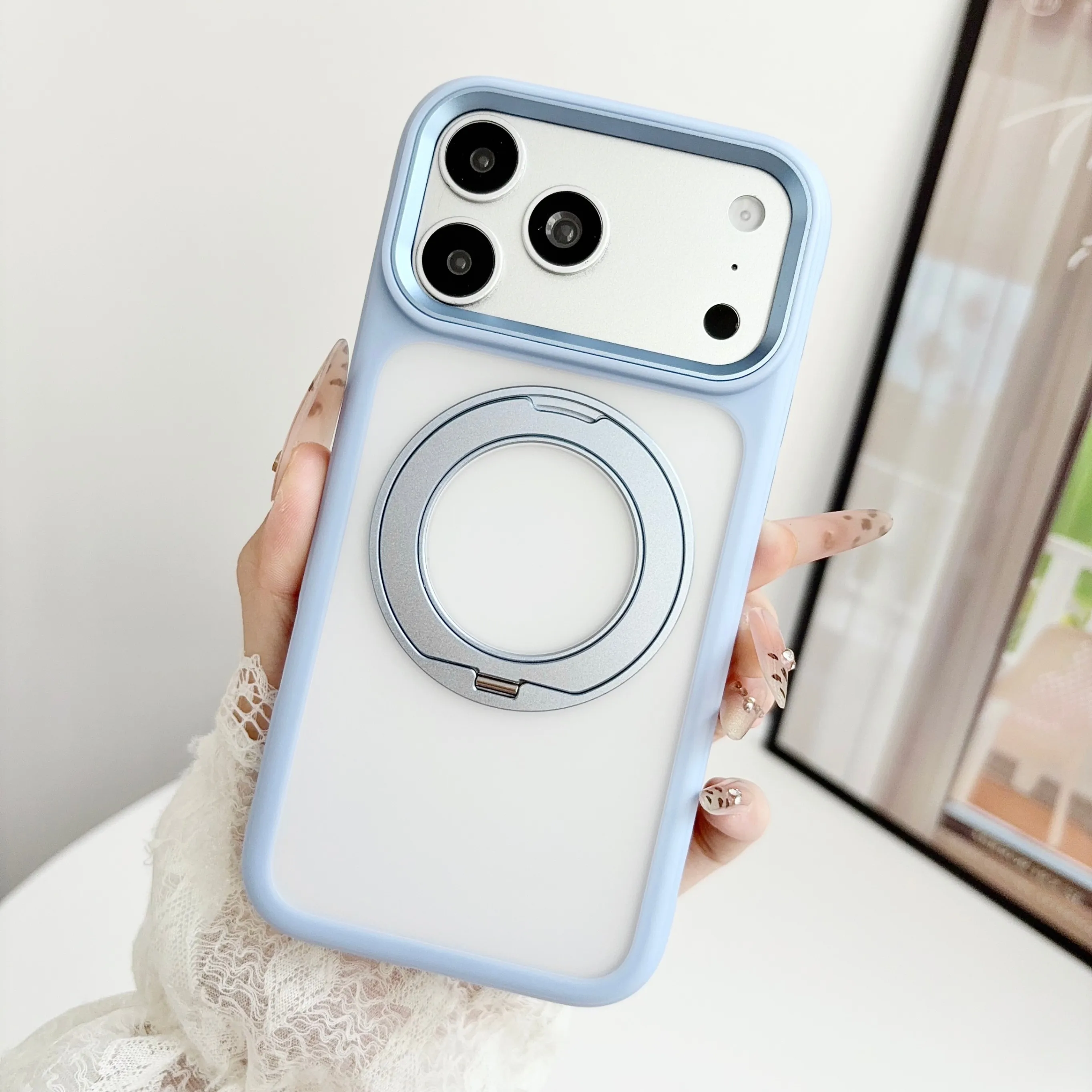 Für iPhone 18 17 Pro Max 18 17 Pro Handyhülle mit 360-Grad-Schutz °   Drehbarer Magnetring-Ständer, Soft-Touch-Objektiv, stoßfeste, transparente Hülle