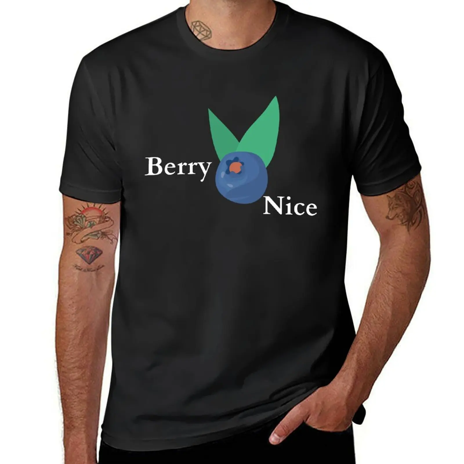 Blueberry Bliss - Cute Fruit Illustration Art Print T-Shirt customizeds summer clothes new edition men clothing