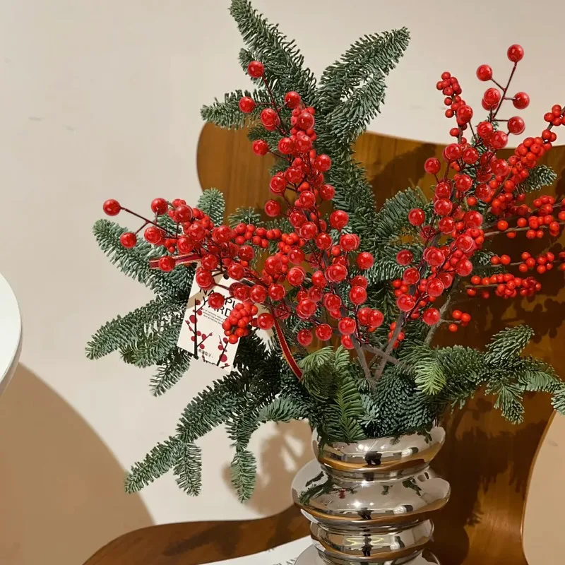 クリスマス人工ベリーステムレッドホーリーベリー枝シミュレーションフラワー植物クリスマスツリーオーナメント新年パーティー装飾