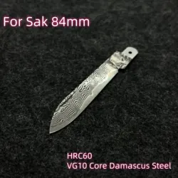 VG10 Damascus Steel Replacement Large Blade with Handmade For 84mm Victorinox Swiss Army Knife SAK Folding Knife DIY Accessories