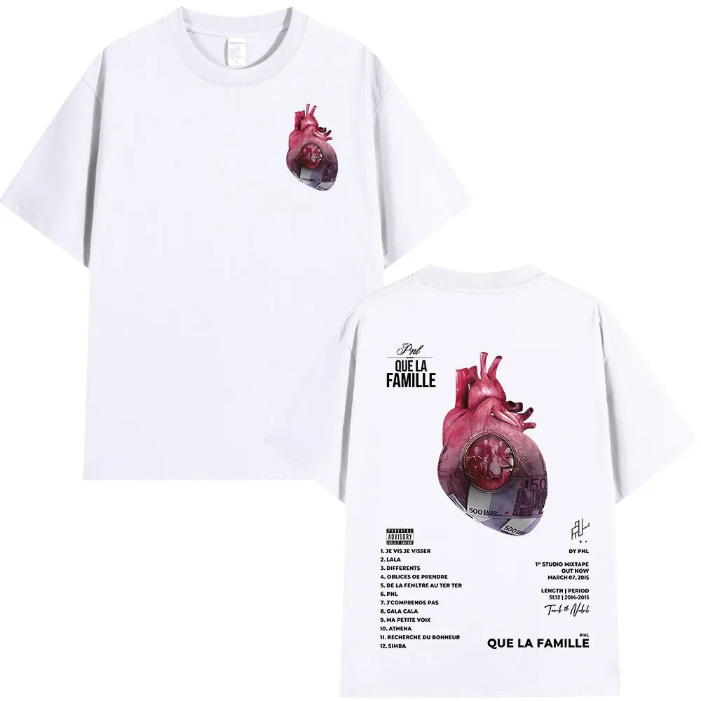 French Rapper PNL Que La Famille Le Monde Chico Album T-shirt Men Women Hip Hop Fashion Cotton Short Sleeve T-shirts Streetwear view 3