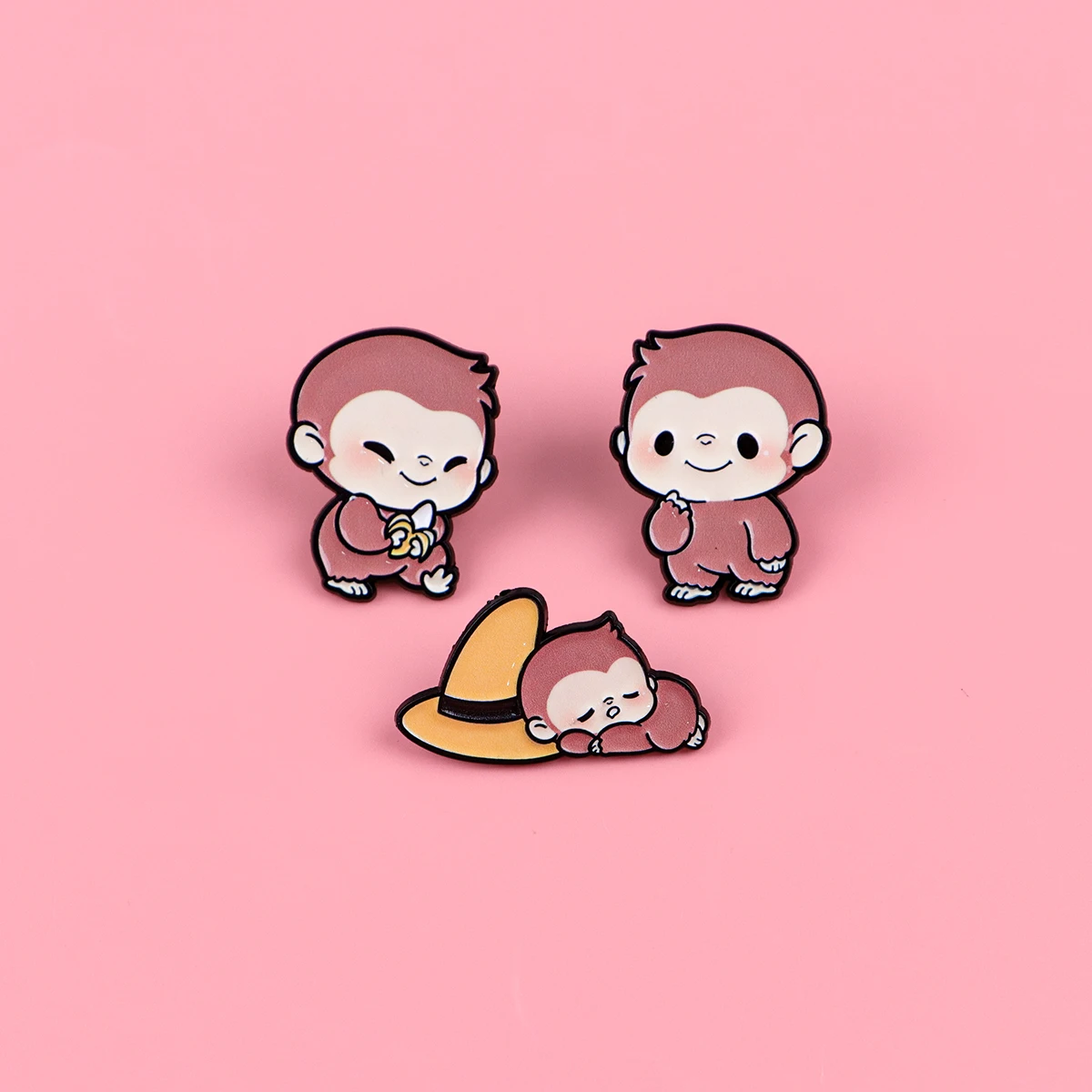 Cute Curious Monkey Enamel Pins Kawaii Cartoon Animal Brooches Lapel Badges Funny Jewelry Gifts for Backpack & Jeans