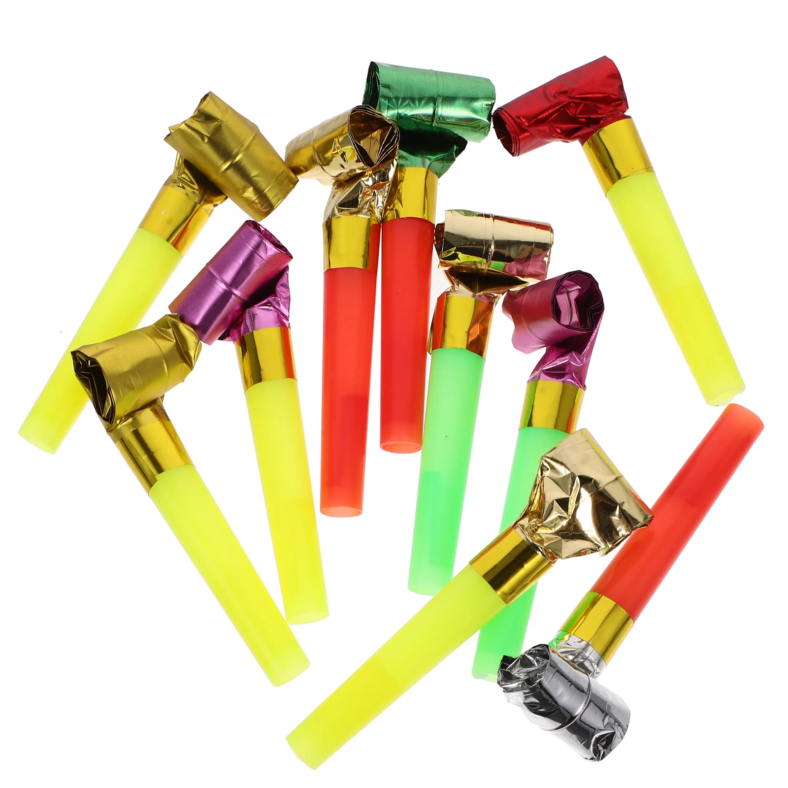 10pcs Party Blowouts Horns Noise Makers Kids Whistles Cheering Props Birthday Party Favors Supplies (Random Colors)