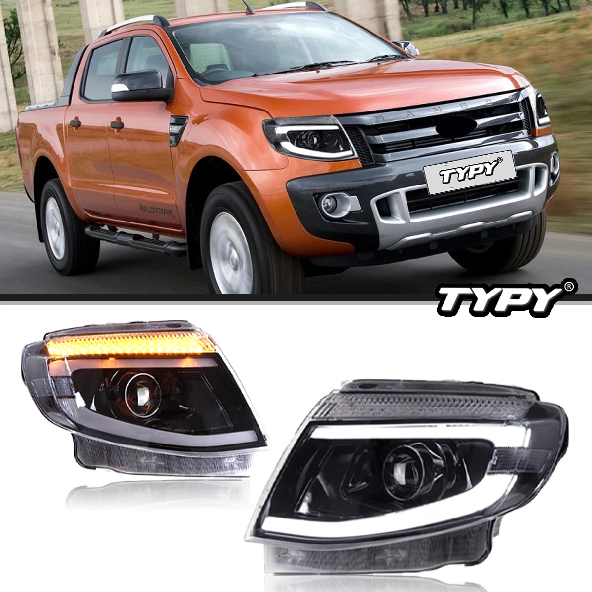 

TYPY Car Headlights For Ranger T6 2012-2015 LED Car Lamps Daytime Running Lights Dynamic Turn Signals Car Accessories