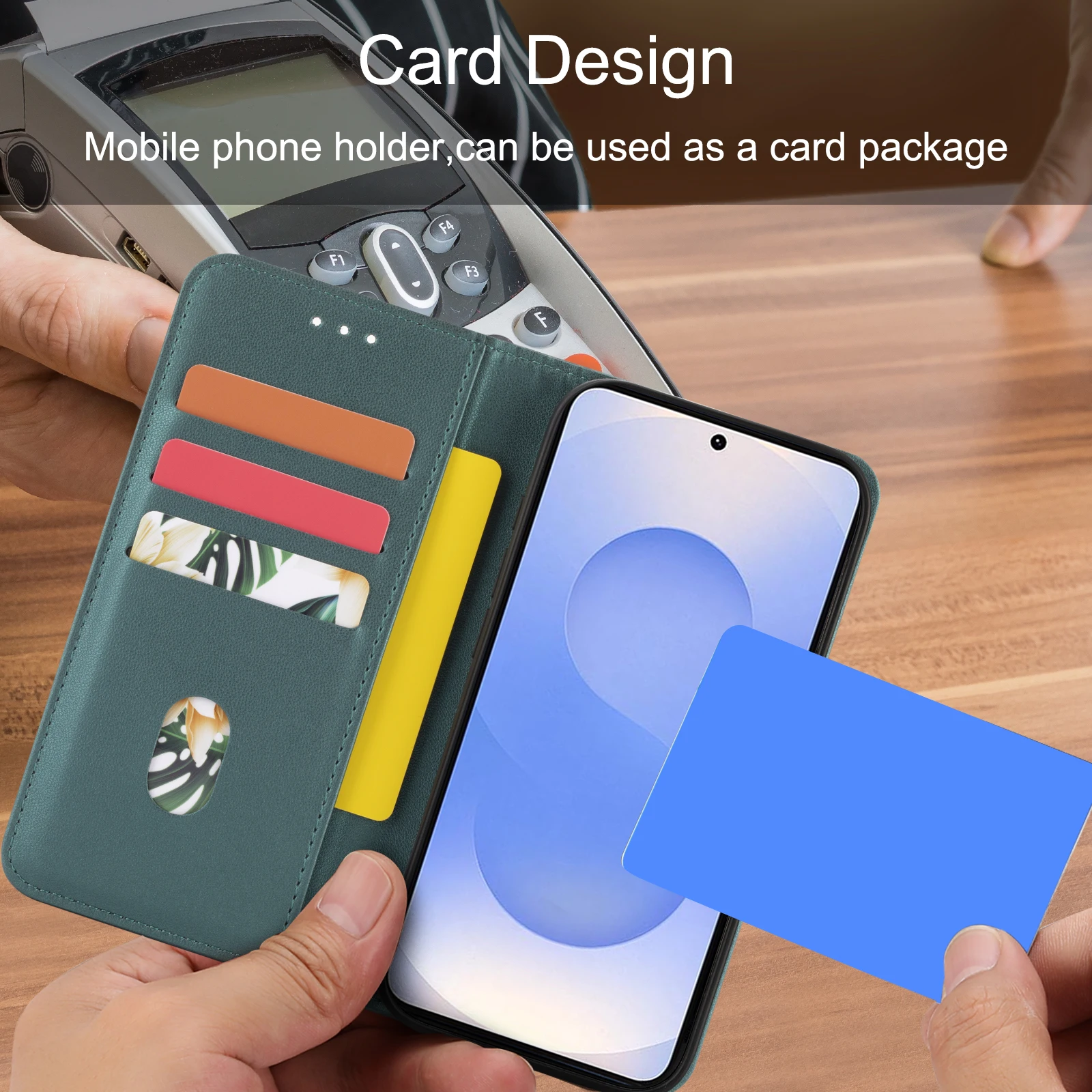 For Samsung S26 Series Protective Case S25/S24/S23/S22/S21/S20Fe Flip Wallet Protective Case with Card Slot Faux Leather Phone Case view 6