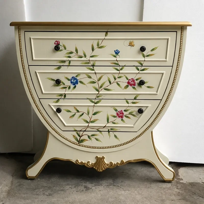 Solid Wood Three Drawer Cabinet U Shaped Aisle Storage Unit Painted Furniture for Porch Counter Wholesale