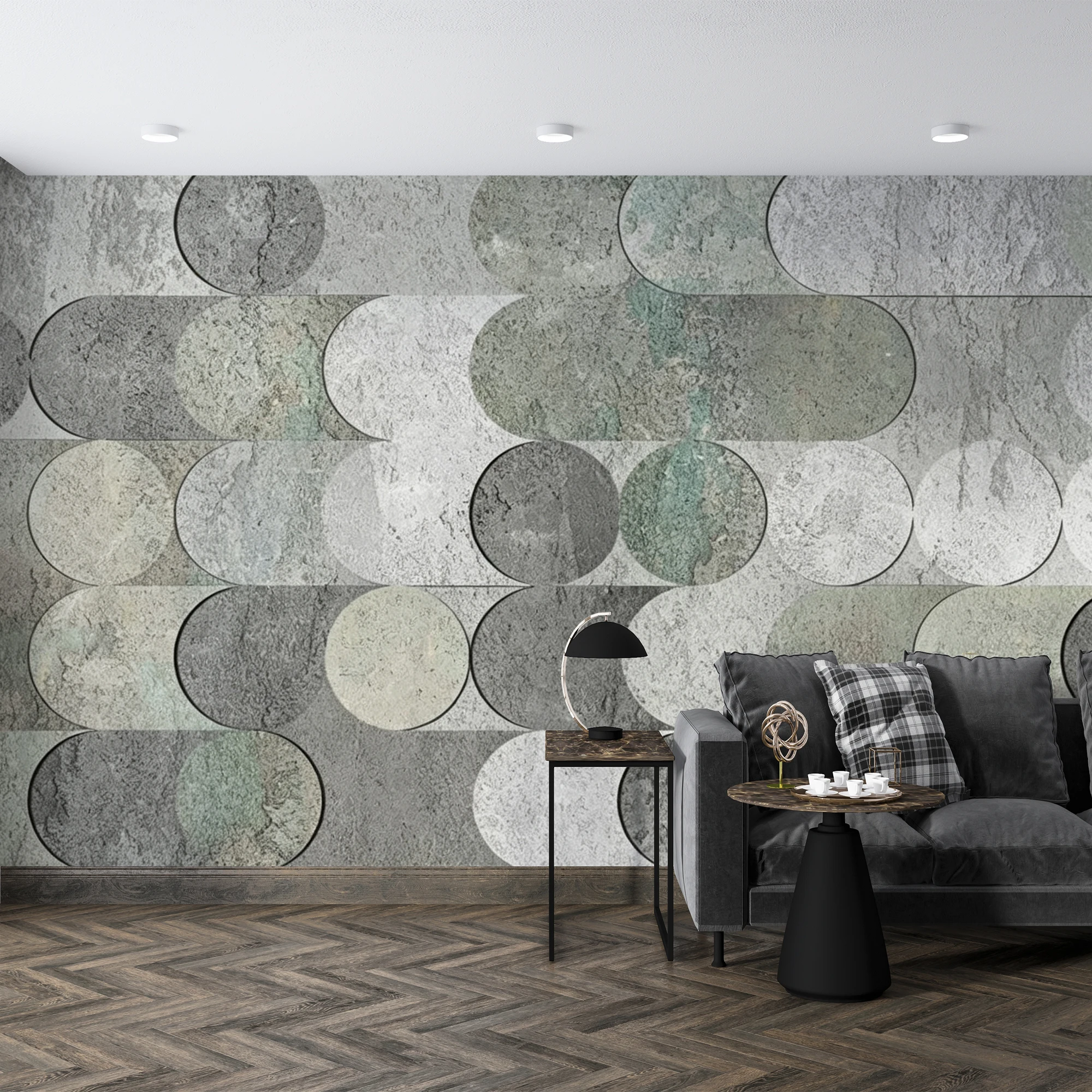 Milofi Custom Mural Wallpaper Abstract Geometric Circle Stone Texture Neutral Tones Living Room Bedroom Wall Decor Papel De Pare