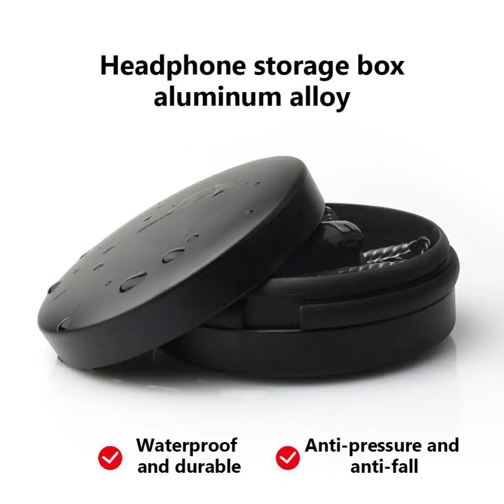 Earphone Storage Case Organizer Portable Aluminum Alloy Round Headset Box Headphone Hard Box