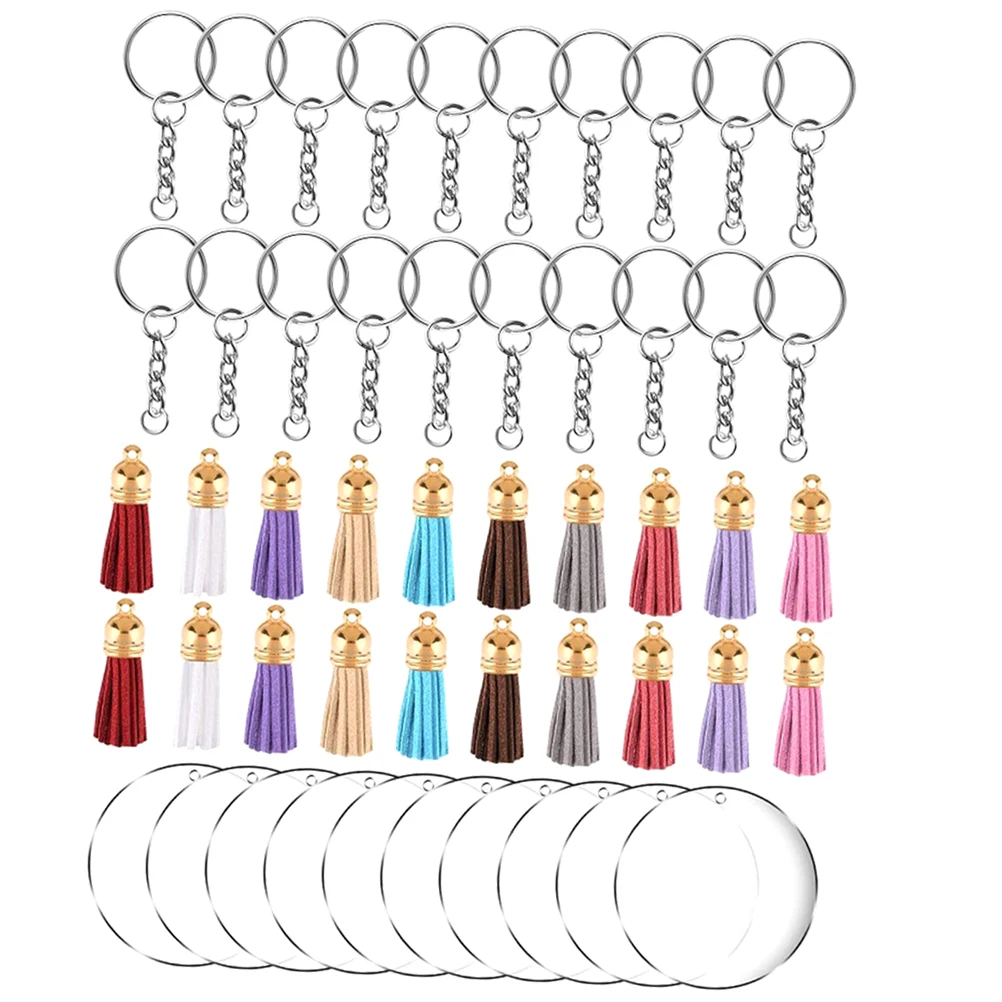 

90 Pcs Colored Fringe Keychains Lightweight Durable Acrylic Suit Bag Accessories Keychain Making Kit DIY Pendant Supply