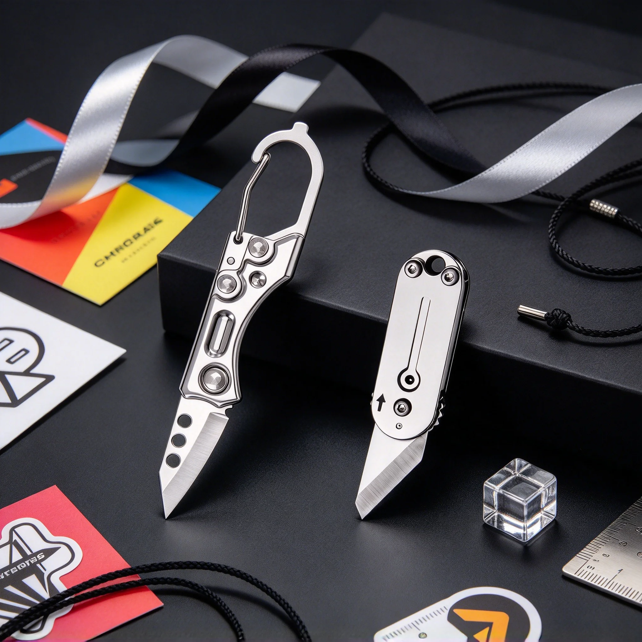 2PCS,Mini Folding Utility Knife Portable Paper Craft Cutting Knife Everyday Carry Package Opening Knife Keychain Box Cutter