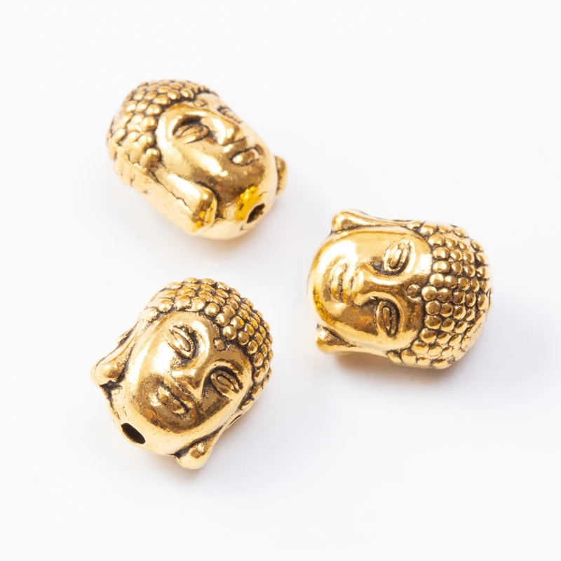 New 10pcs/lot 10MM Antique Patina Zinc Alloy Buddha Head Charms Beads Fit for Bracelet Necklace Crafts Making DIY Accessaries