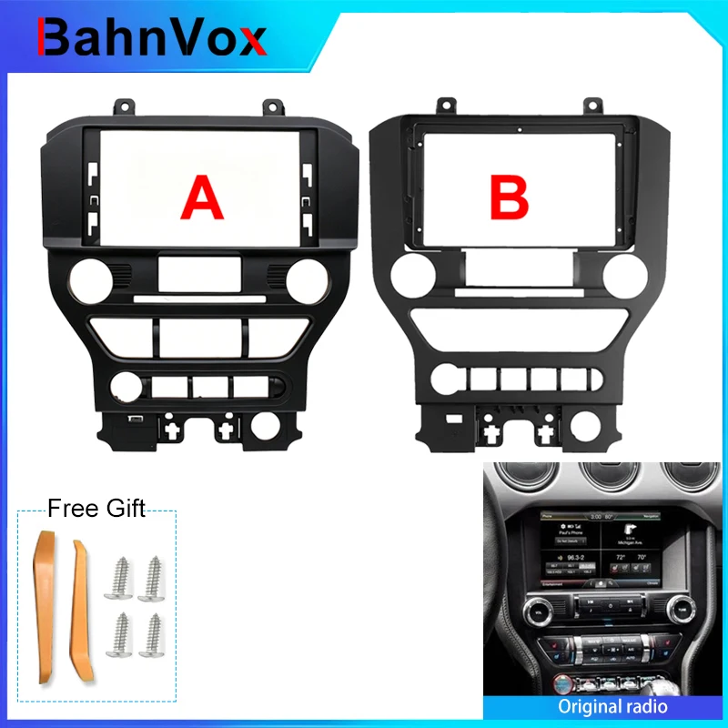 9 inch Android Car Radio frame for  Ford Mustang VI S550 2014 – 2021 2din Stereo GPS Fascia bezel Panel Adapter wire harness
