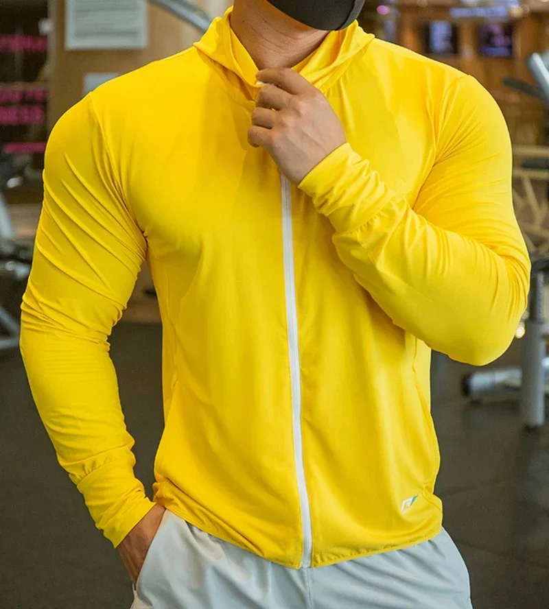 2024 New Outdoor Sunscreen Clothes Men's Thin Sports Jacket Quick drying Sweat absorbing Leisure Running Sports Fitness Hoodie