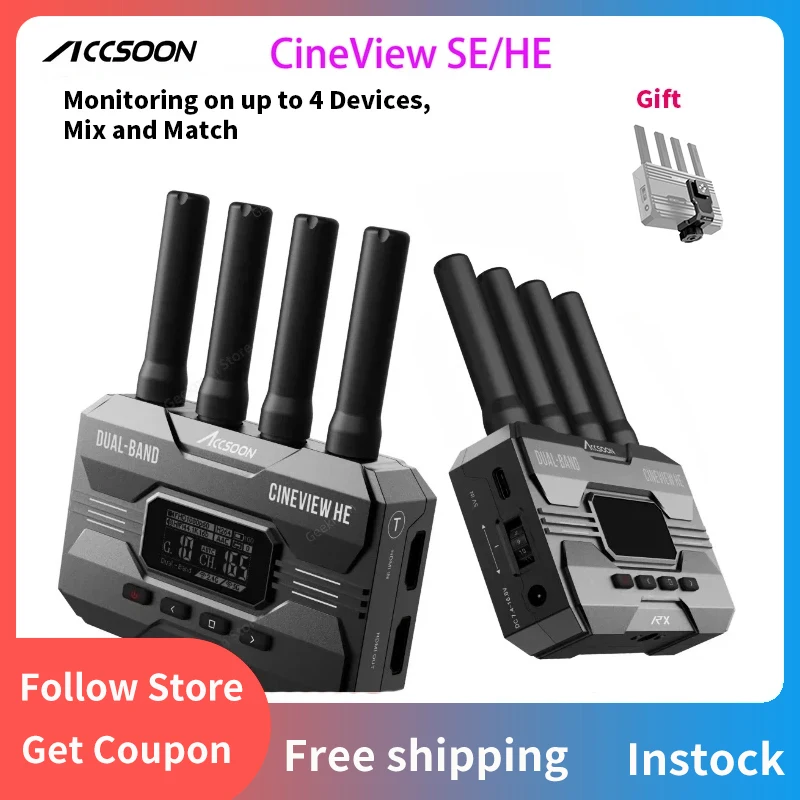 

Accsoon CineView HE/SE SDI&HDMI Multi-Spectrum 2.4Ghz 5Ghz Dual Band Wireless Video Transmitter System For Photo Studio