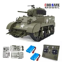 COOLBANK MODEL RC Tank 1/16 USA Stuart M5A1 Isoscale Simulation Model Open The Cannon Barrel Retractable Tank Toys Toys for Boys