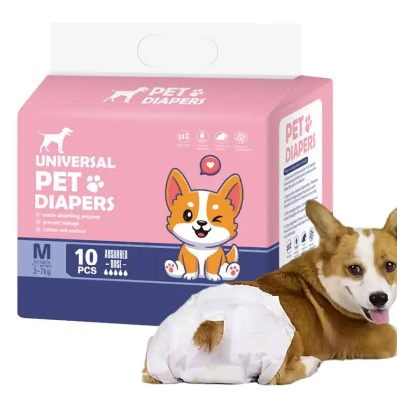 Pet Diapers 10Pcs Dog Period Diapers Comfortable And Secure Fit Leak-Proof Diapers For Dogs In Heat Excitable Urination Training