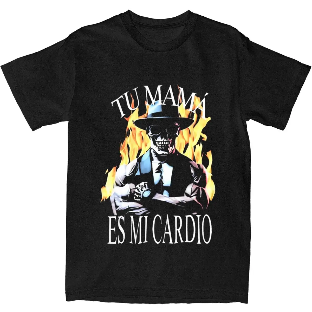 Camiseta de gimnasio Calacas Chidas, camisetas de tendencia de TU mamá ES MI CARDIO, ropa de calle de verano, camisetas de algodón cómodas de talla grande