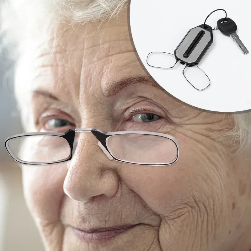 New Folding Legless Nose Clip Reading Glasses Men Women Mini Portable Hyperopia Eyeglasses Smart Keychain Ultra-light HD Lenses - Image 3