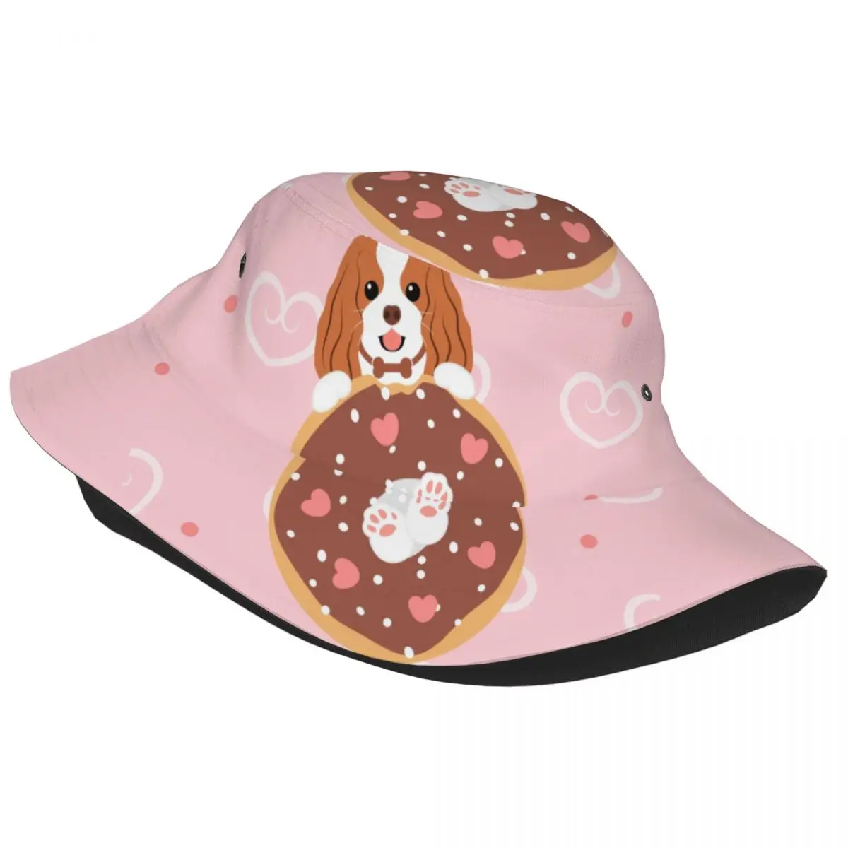 Love Cavalier King Charles Spaniel And Donut Unisex Bucket Hats Personalized Summer Beach Sun Dog Hats