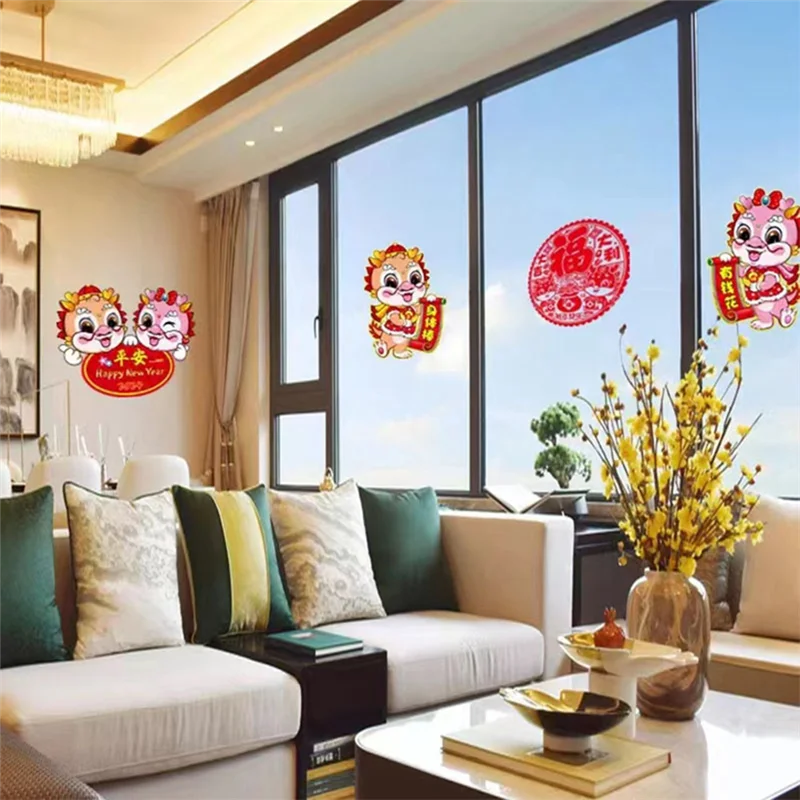 A003 2024 Chinese New Year Chinese Couplets Chunlian Paper Lantern Chinese Dragon Year Stickers For Spring Festival Party