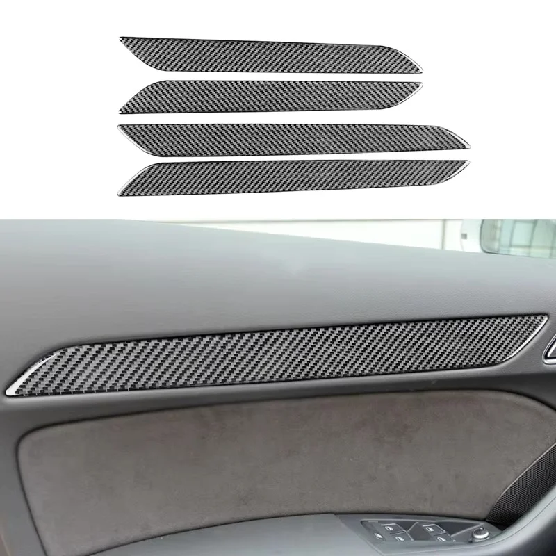 Carbon Fiber Car Inner Stickers Door Interior Panel Modification Decorative Cover Trim Strips For Audi Q3 13-18 Car Accessories