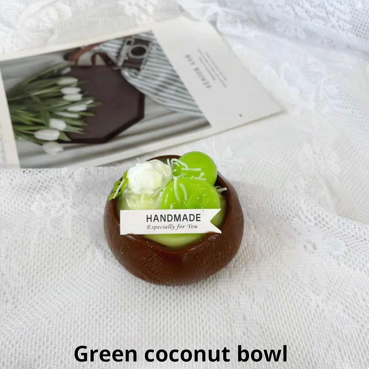 Coconut bowl, cake, food, kneading, stress relieving toy, handmade Taba gummies, cream, soft and sticky, slow rebound gift