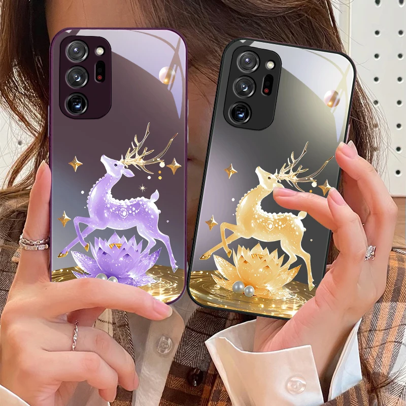 

Dreamy Silver Lotus Deer For Samsung M02 12 Note 8 9 10 20 A 01 A02 A03 Core 04 05 06 10 12 13 14 15 A16 glass Ultra phone case