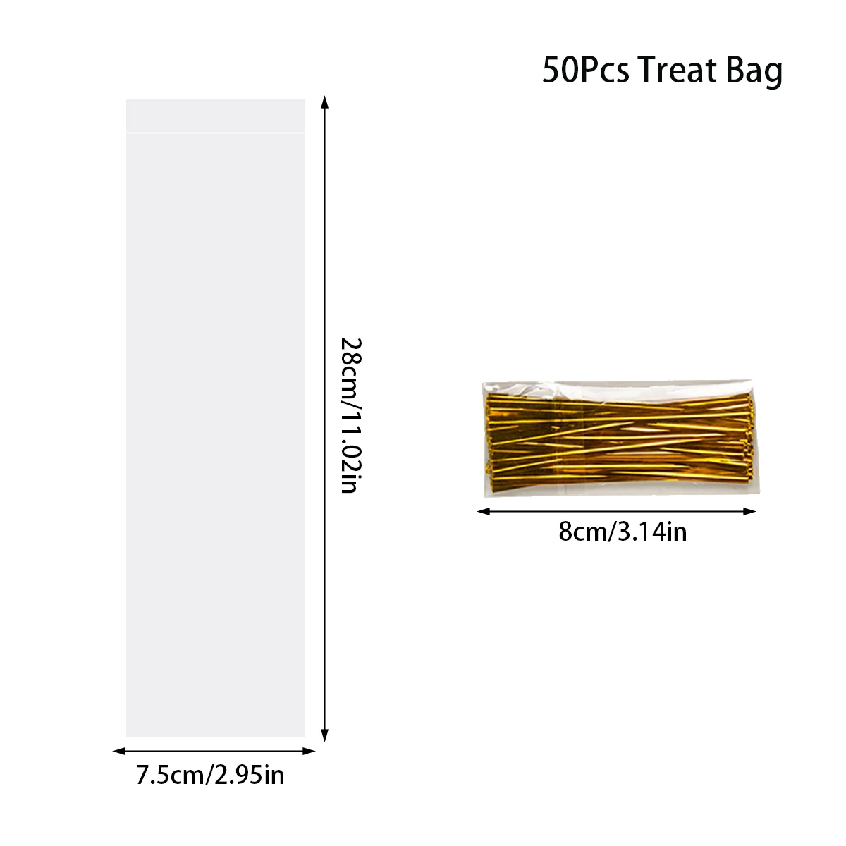 50/100pcs Long Transparent Cellophane Transparent Bags Self Sealing Treat Bags Cookie Bag Birthday Christmas Party Decorations