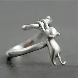 925 Sterling Silver Cat Branch Adjustable Rings For Women Wedding High Quality Jewelry Accessories Jewellery Argent 925