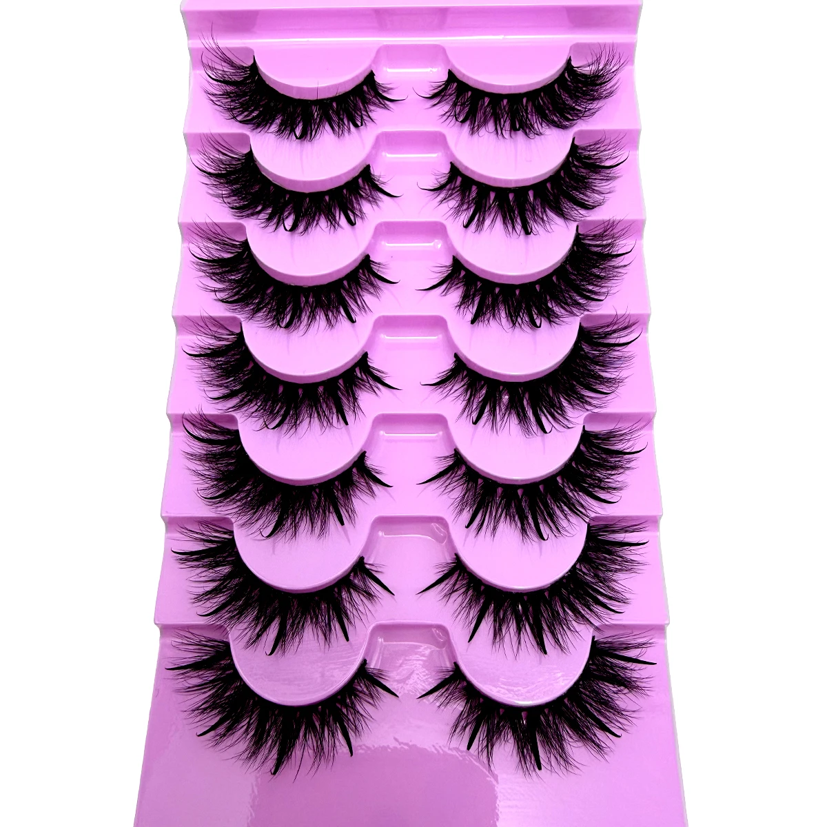 Neue 7 Paar Manga-Wimpern, natürliche Faux-Mink-Wimpern, spitz zulaufend, dicht, natürlich, volle Streifenwimpern, neue Make-up-Wimpern, flauschige Mink-Wimpern – Detail 22