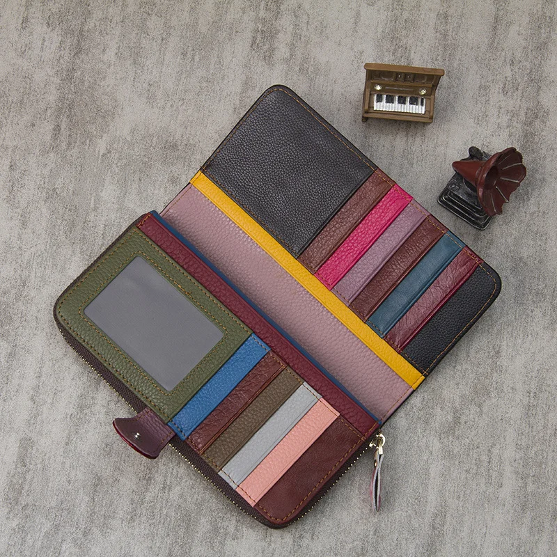 Colorful Women's Splice Casual Wallet Single Pull Buckle Patchwork Card Holder Bank Zipper Money Clip Zero Wallets ID Bag Purse