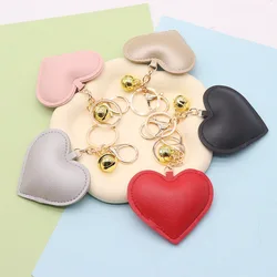 Charm Heart Shaped Keychain Personalized Golden Bell Polychrome Love PU Leather Car keychains Couple Bags Pendants Accessories